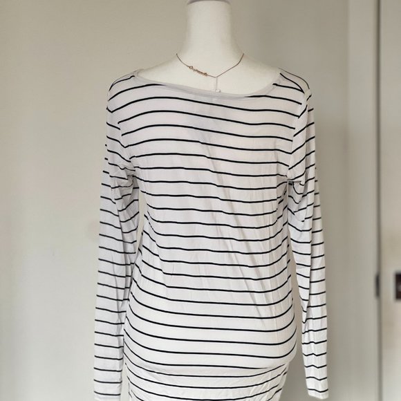 Club Monaco Navy Striped Long Sleeve Linen - Picture 4 of 12